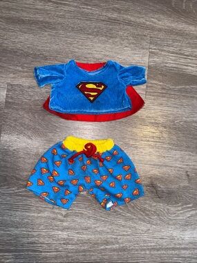 Build-A-Bear Blue and Red Superhero Shirt and Shorts Set